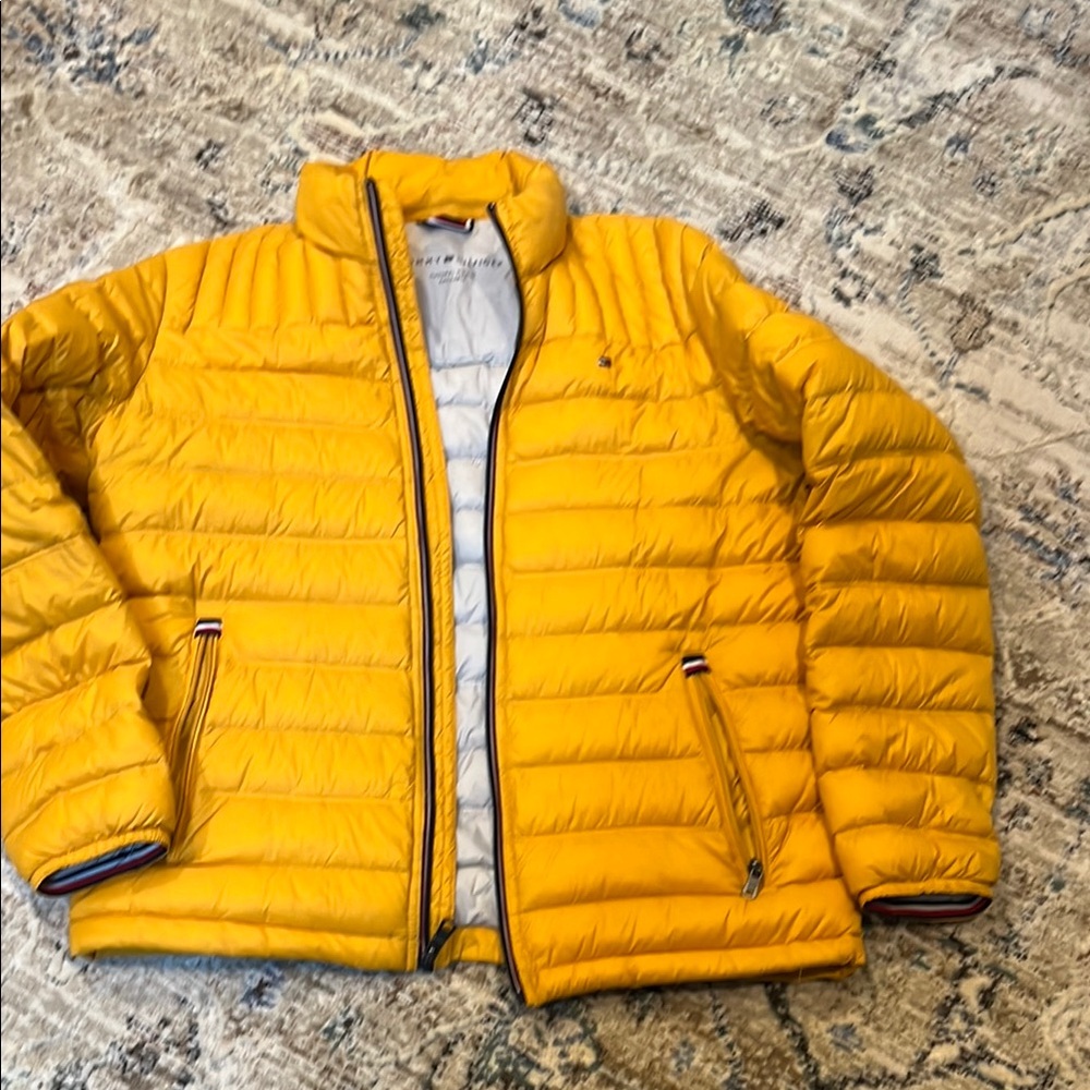 Tommy Hilfiger Yellow Puffer Jacket Quilted Insulation